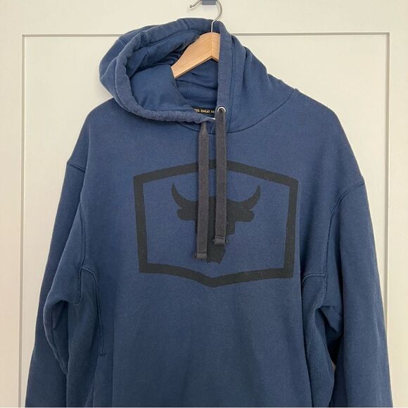 Under Armour Project Rock Mens XL Hoodie Sweatshirt Blood Sweat Respect Blue - Picture 2 of 13